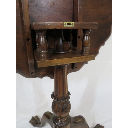 225 - Georgian mahogany centre or occasional tip-top table with pie-crust rim, bird-cage support, foliate ... 