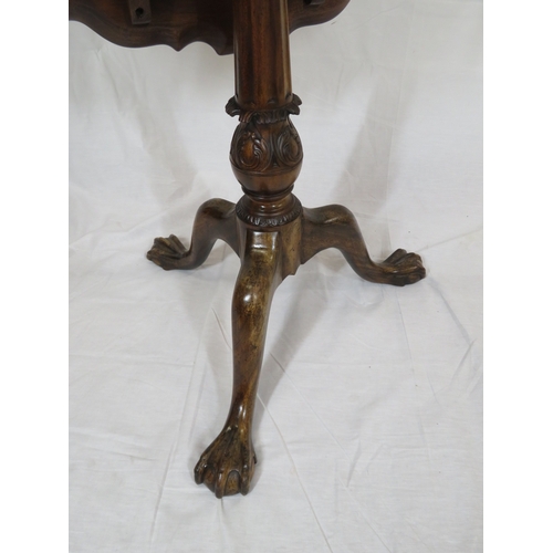 225 - Georgian mahogany centre or occasional tip-top table with pie-crust rim, bird-cage support, foliate ... 