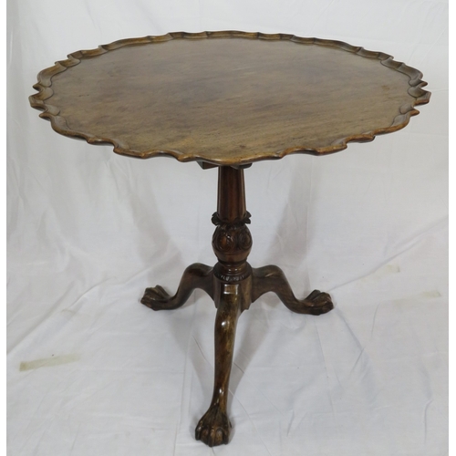 225 - Georgian mahogany centre or occasional tip-top table with pie-crust rim, bird-cage support, foliate ... 