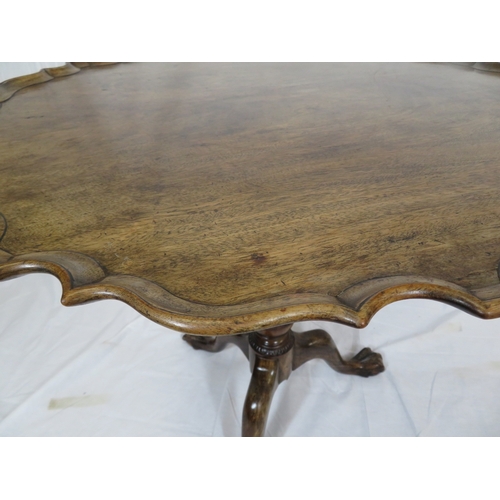 225 - Georgian mahogany centre or occasional tip-top table with pie-crust rim, bird-cage support, foliate ... 