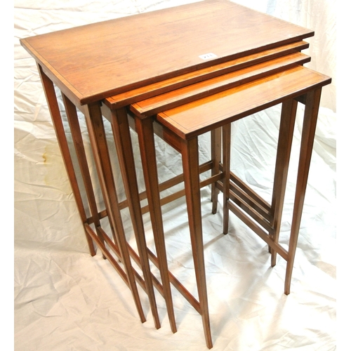 236 - Edwardian inlaid & crossbanded mahogany quartetto nest of 4 graduated tables, with crossbanded borde... 