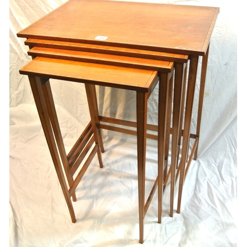 236 - Edwardian inlaid & crossbanded mahogany quartetto nest of 4 graduated tables, with crossbanded borde... 