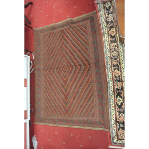 237 - Hand woven wool pile Afghan Mashwani kilim with embossed pattern