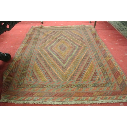 237 - Hand woven wool pile Afghan Mashwani kilim with embossed pattern
