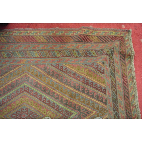 237 - Hand woven wool pile Afghan Mashwani kilim with embossed pattern