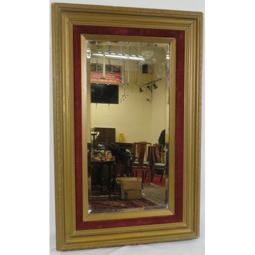102 - Edwardian style bevelled glass wall mirror with velvet and gilt frame