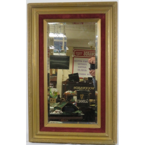 102 - Edwardian style bevelled glass wall mirror with velvet and gilt frame