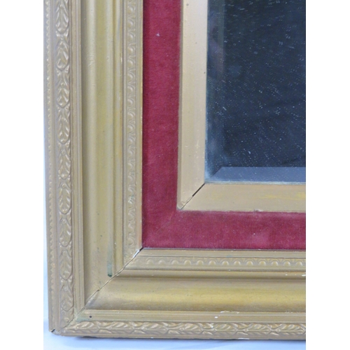 102 - Edwardian style bevelled glass wall mirror with velvet and gilt frame