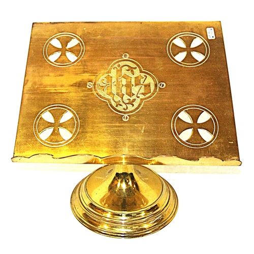 104 - Edwardian style brass lectern with round base