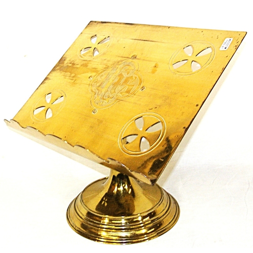 104 - Edwardian style brass lectern with round base