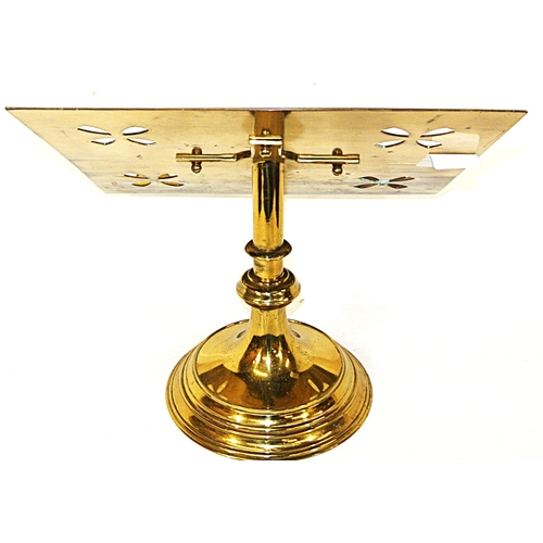 104 - Edwardian style brass lectern with round base
