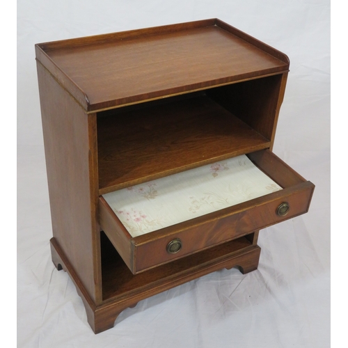 111 - Edwardian design shelf unit with frieze drawer, drop handles, on bracket feet