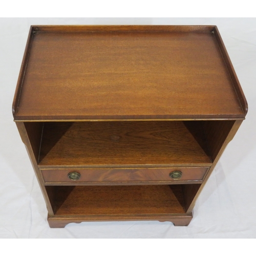 111 - Edwardian design shelf unit with frieze drawer, drop handles, on bracket feet
