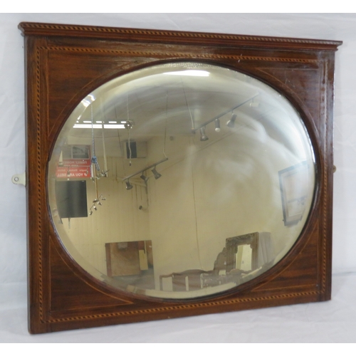 114 - Edwardian inlaid walnut oval bevelled glass wall mirror