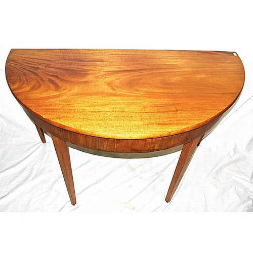 116 - Edwardian design demi lune hall or side table with tapering legs