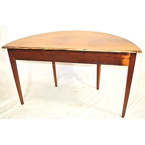 116 - Edwardian design demi lune hall or side table with tapering legs