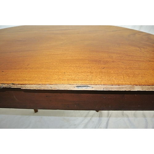 116 - Edwardian design demi lune hall or side table with tapering legs