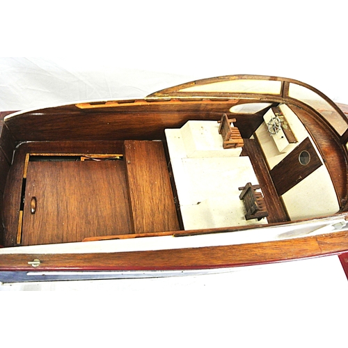 117 - Ornate model motor boat on fitted stand