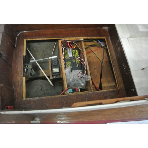 117 - Ornate model motor boat on fitted stand