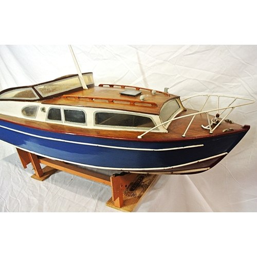 117 - Ornate model motor boat on fitted stand