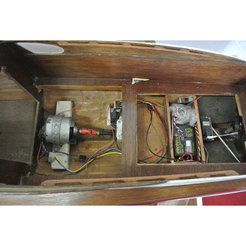 117 - Ornate model motor boat on fitted stand
