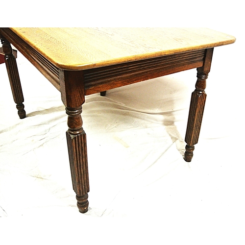120 - Edwardian style oak dining table with reeded shaped legs