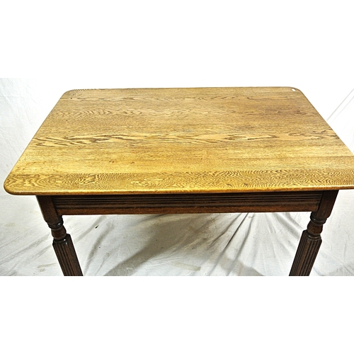 120 - Edwardian style oak dining table with reeded shaped legs
