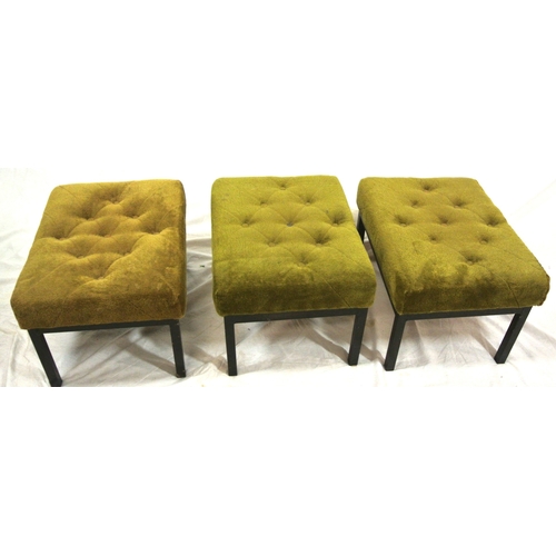 121 - Set of 3 upholstered stools with buttoned tops