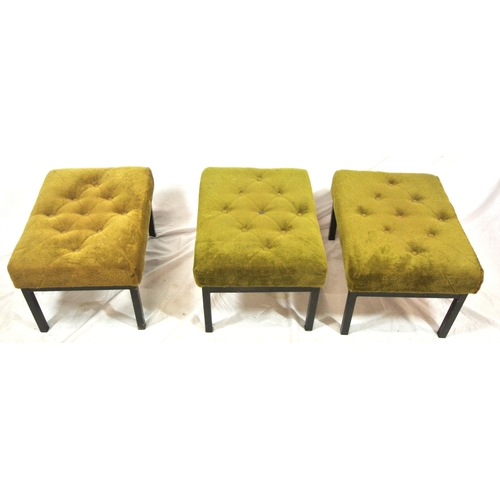 121 - Set of 3 upholstered stools with buttoned tops