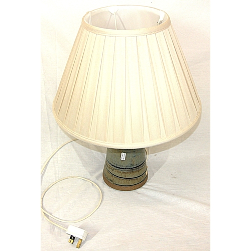 123 - Rossmore Pottery round electric lamp with shade