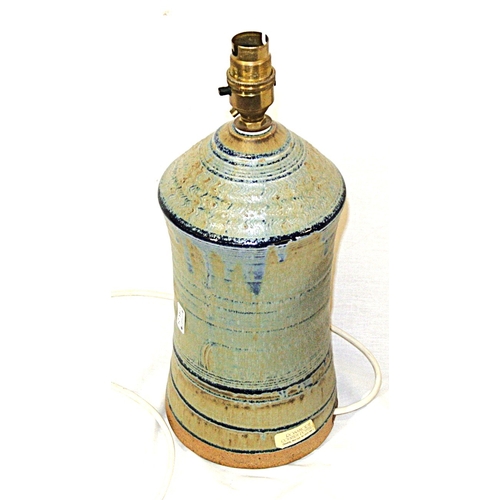 123 - Rossmore Pottery round electric lamp with shade