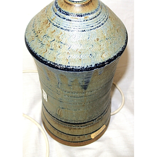 123 - Rossmore Pottery round electric lamp with shade