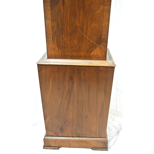 126 - Art Deco style walnut grandmother clock with chrome framed dial