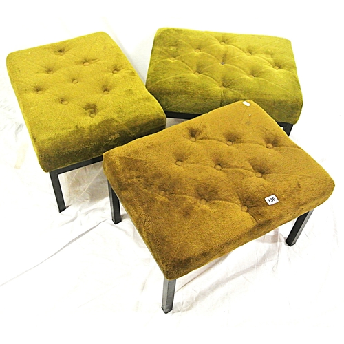136 - Set of 3 stools with buttoned upholstered tops