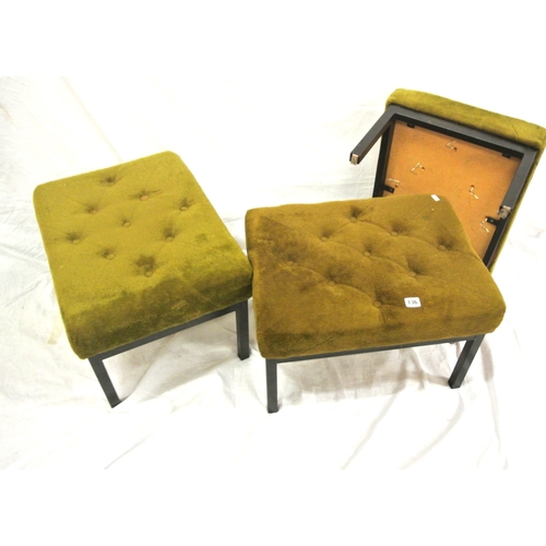 136 - Set of 3 stools with buttoned upholstered tops