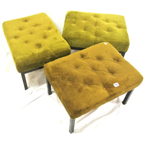 136 - Set of 3 stools with buttoned upholstered tops