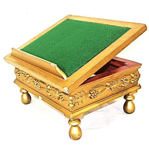 142 - Gilt painted table top lectern with lift-up top
