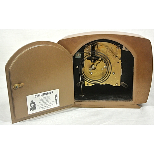 144 - Art Deco walnut cased 12 hour mantle clock by Smiths Industries Ltd