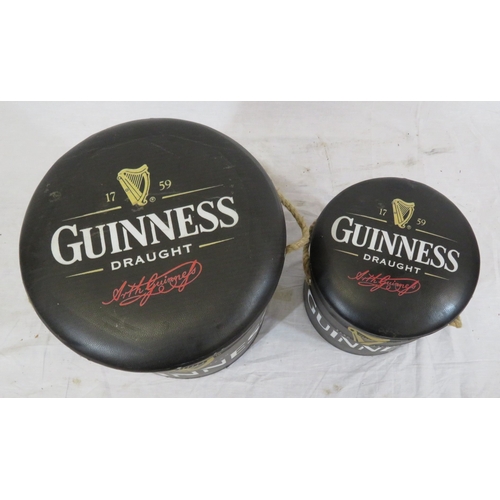 148 - Two Guinness barrel shaped pub stools or pails with cushioned tops