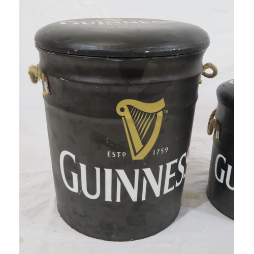 148 - Two Guinness barrel shaped pub stools or pails with cushioned tops