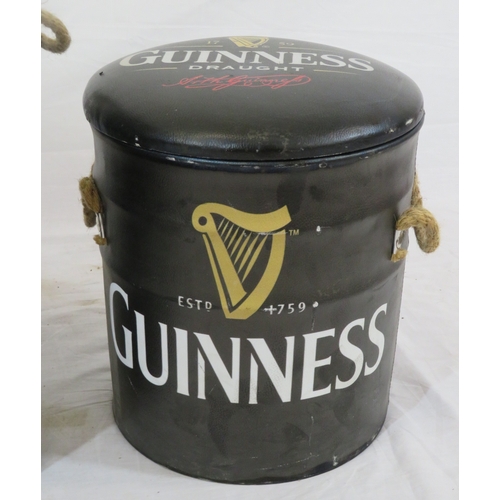 148 - Two Guinness barrel shaped pub stools or pails with cushioned tops