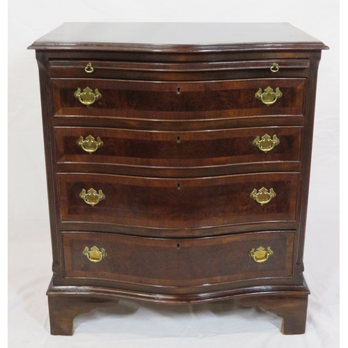 160 - Victorian style mahogany serpentine fronted bachelors chest of 4 graduated drawers, with sliding she... 