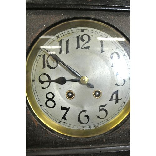 184 - French mahogany 12 hour wall clock with brass framed dial and pendulum