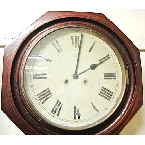 192 - Edwardian style regulator wall clock with brass framed dial and pendulum
