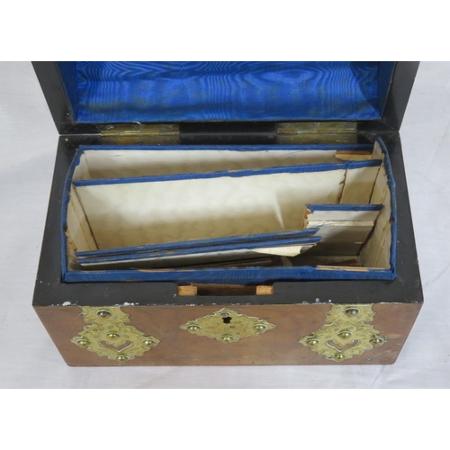 208 - Victorian walnut domed stationery box with ornate decorated brass mounts