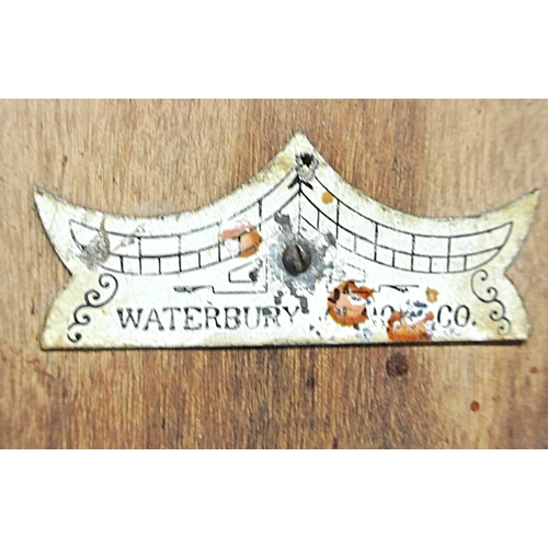 212 - Victorian style regulator wall clock with hexagonal top,  brass framed dial and pendulum