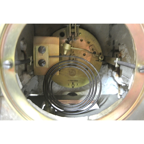 212 - Victorian style regulator wall clock with hexagonal top,  brass framed dial and pendulum