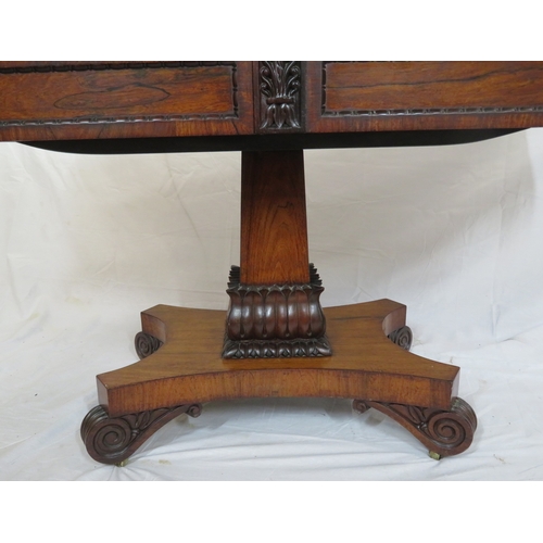 230 - Victoria oblong rosewood library or hall  table with two frieze drawers, scroll and foliate decorati... 