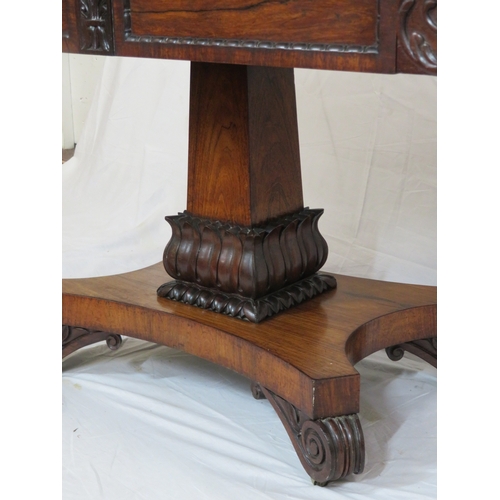230 - Victoria oblong rosewood library or hall  table with two frieze drawers, scroll and foliate decorati... 