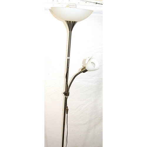 234 - Chrome uplighter double standard lamp with round base